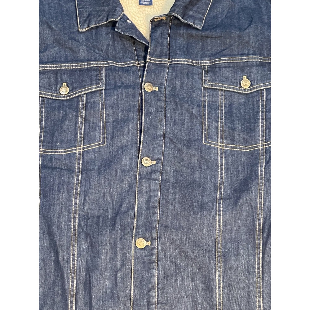 Vintage Big Mac Sherpa Lined Denim Chore Coat XXL Tall Utility Barn Jacket EUC
